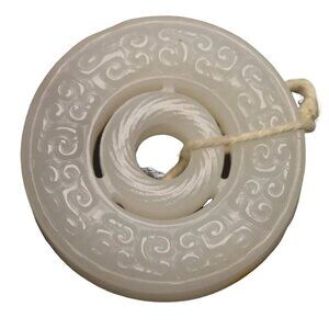 Chinese White Hetian Jade Round Bi Pendant